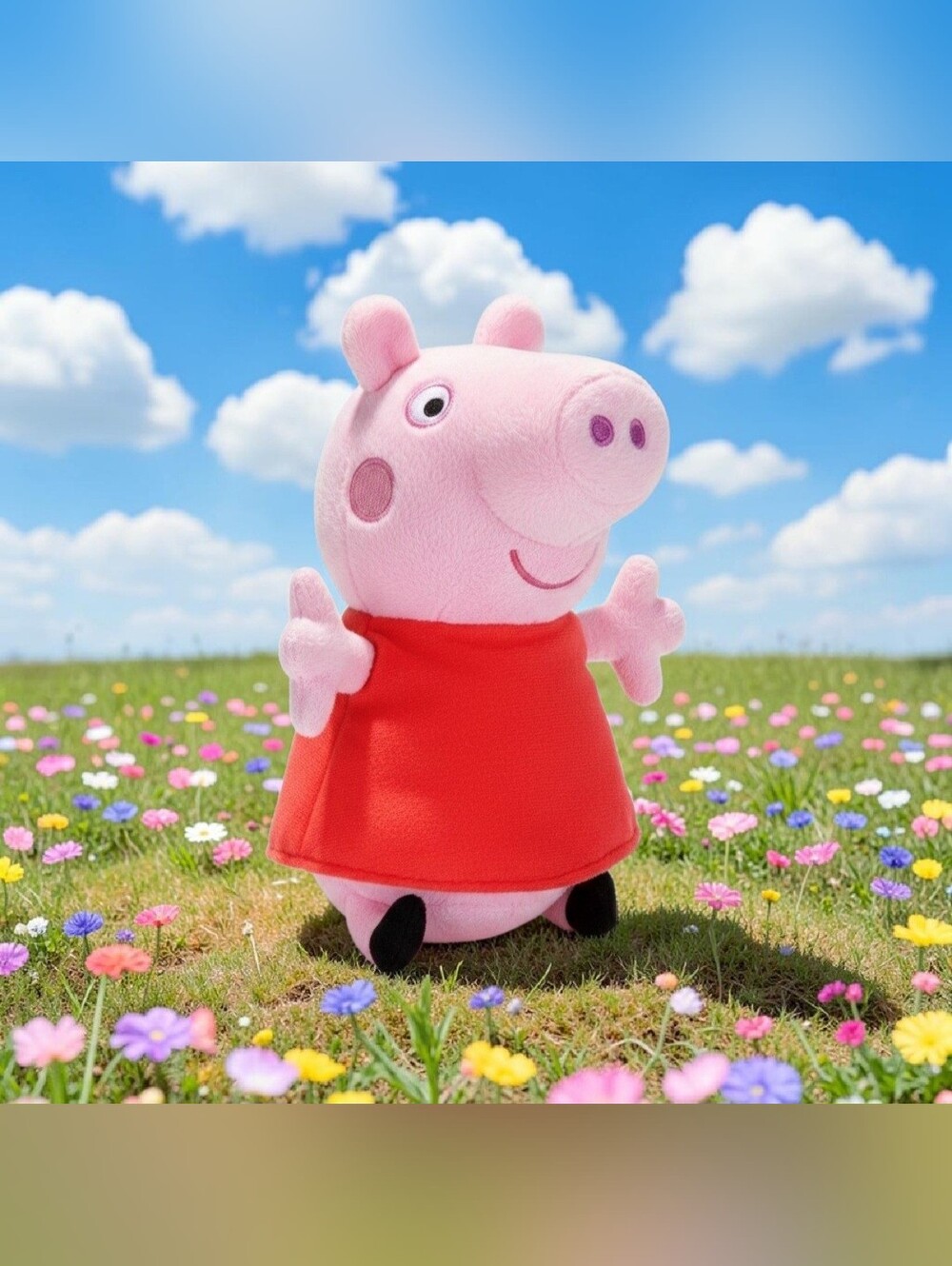 2003 Fiesta Toys Anthropomorphic PEPPA PIG 8"Plush Stuffed Animal Toy Red Dress